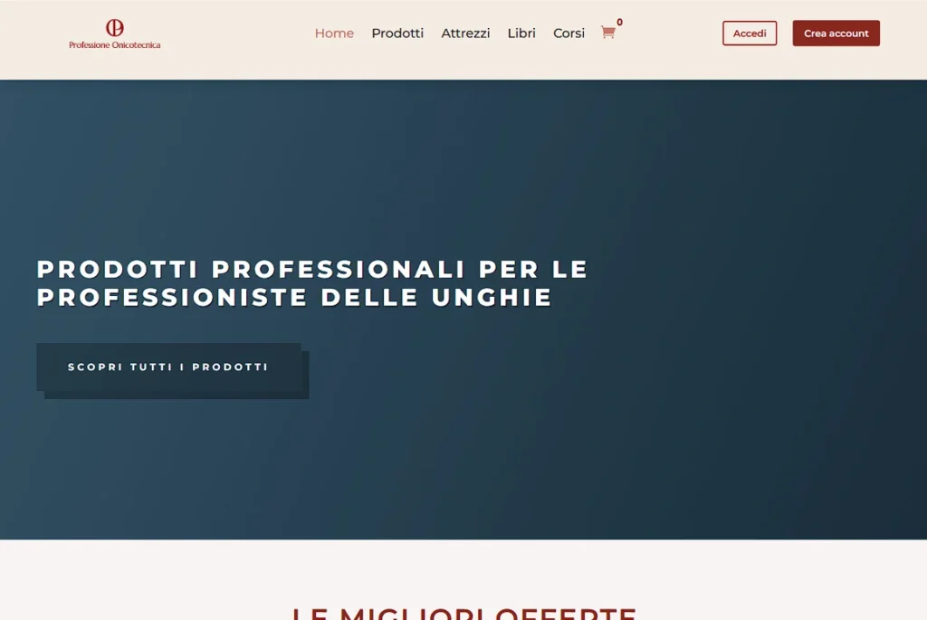 hero section del sito Professione Onicotecnica